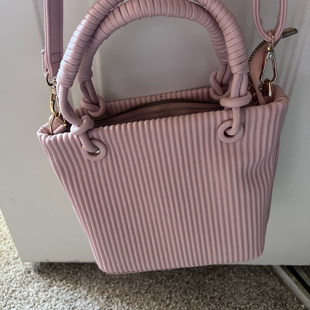Pink Textured Women's Handbag